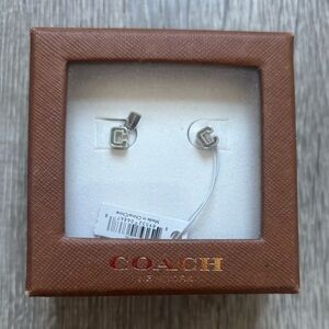 NWT Coach Silver Initial C Earrings